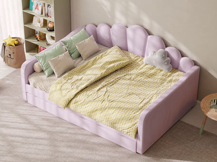 Shell Shaped Upholstered Daybed Frame With Slats