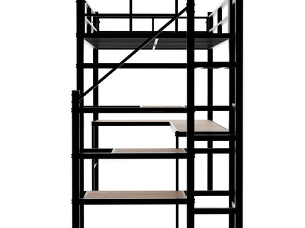 Loft Bed & L-Shaped Desk, Large Storage Space