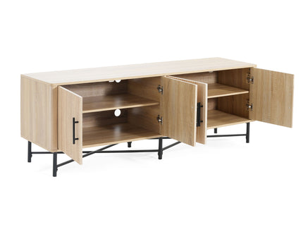 4 Door TV Cabinet, 2 Storage Spaces, Adjustable Shelves