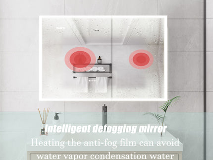 Bathroom Medicine Cabinet With Lights, LED Medicine Cabinet With Mirror, Lighted Medicine Cabinet With Defogger