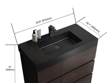 Alice - Bathroom Vanity With Large Storage Freestanding Bathroom Vanity, Sink For Modern Bathroom, One-Piece Sink Basin Without Drain And Faucet