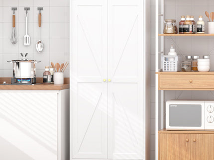 Adjustable 2 Door Kitchen Pantry Cabinet With Striped Design