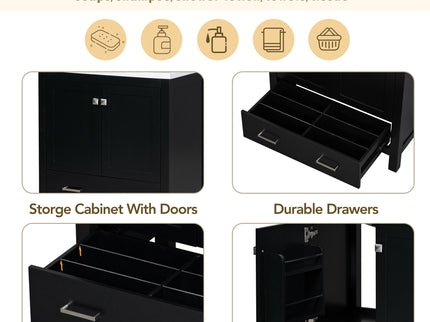Bathroom Vanity With Single Sink, Combo Cabinet Undermount Sink, Bathroom Storage Cabinet With Two Doors And A Drawer, Soft Closing, Multifunctional Storage, Solid Wood Frame