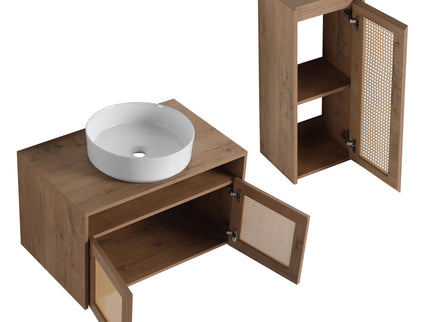 Bathroom Vanity With Art Sink And Side Cabinet, Float Mounting Design