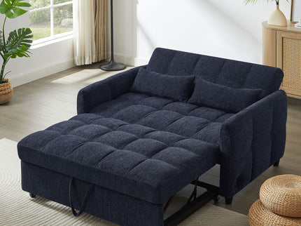 Loveseat Sofa Pull-Out Bed With Adjustable Backrest, 3 USB Ports And 2 Lumbar Pillows For Living Room