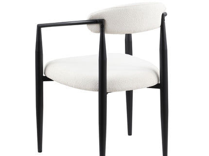 Dining Chairs (Set of 2), Mid-Century Modern Dining Chairs, Kitchen Dining Room Chairs, Round Boucle Backrest Sherpa Dining Chair With Metal Legs