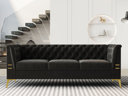Luxurious Sofa With Legs, Modern Chesterfield Design, Tufted Upholstery, 3 Seat Couch For Living Room And Office