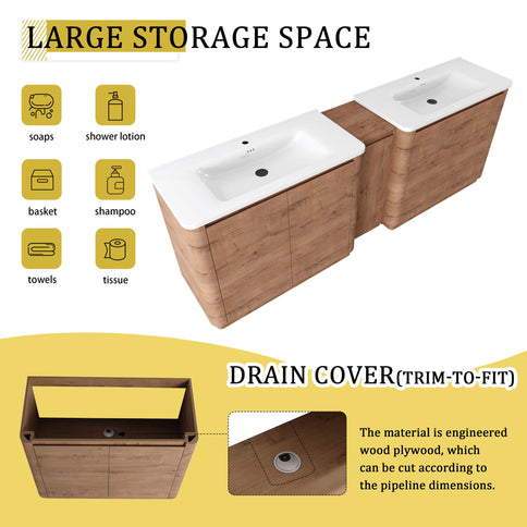 Soft Close Door Freestanding Bathroom Vanity With Sink, 1 Small Storage Cabinet