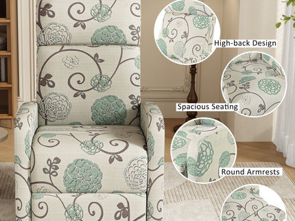 Modern Manual Recliner, Home Theater Chair With Adjustable Backrest For Living Room - Beige / Blue