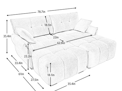 Sofa Set With Ottoman And Pillows, Textured, High Resilience Cushions