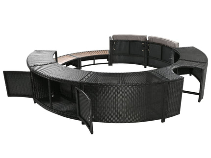 Spa Surround Spa Frame Patio Rattan Sofa Set With Storage Spaces, Mini Sofa And Comfortable Cushion For Patio, Backyard
