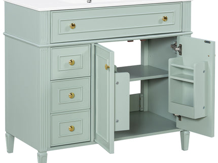 Bathroom Vanity With Sink, 3 Drawers & 2 Doors