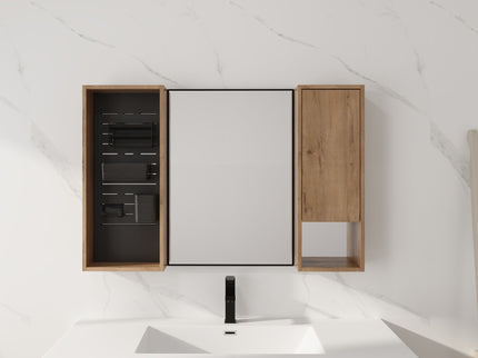 41.6" Wall Mounted Bathroom Cabinet With Soft Close Door, Storage Cabinet Featuring - Imitative Oak