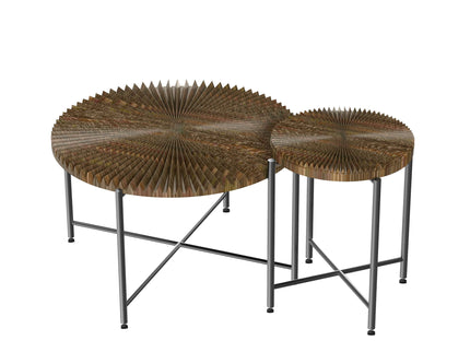 Radial - Pattern Coffee And End Table Set Waterproof Cover, Distressed Cylindrical Design (Set of 2)