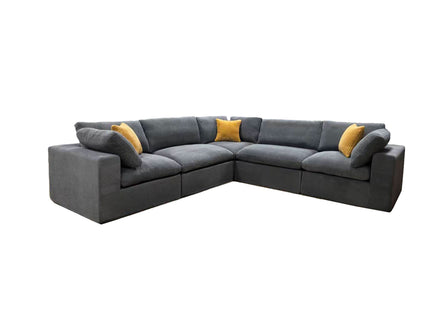 Coffee Bean Like Upholstery Full Compressed Modular Sectional With Toss Pillows - Light Gray