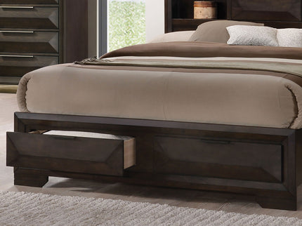 Contemporary Style Bed With Bookcase Headboard And Footboard Storage