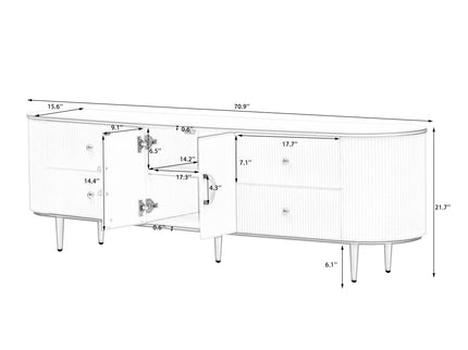 Modern TV Stand For TVs Up To 80", Entertainment Center With 4 Drawers And 1 Cabinet, Wood TV Console Table With And Handles For Living Room - White