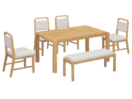 Extendable Dining Table Set With 4 Upholstered Chairs And 1 Bench