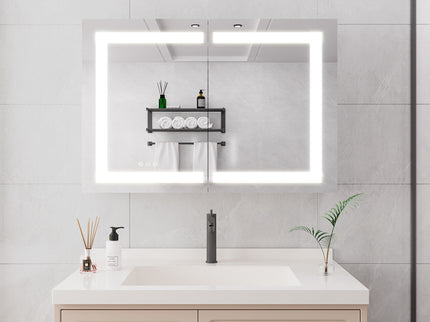 Medicine Cabinet With LED Vanity Mirror, Anti-Fog, Waterproof, Dimmable With Touch Switch