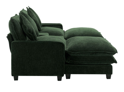 Sectional Sofa Upholstered Sofa With Two Removable Ottoman, Two USB Ports, Two Cup Holders And Large Storage Box For Living Room