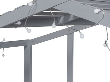 Loft House Bed With Ladder And Slide, With board And Light Strip On The Roof