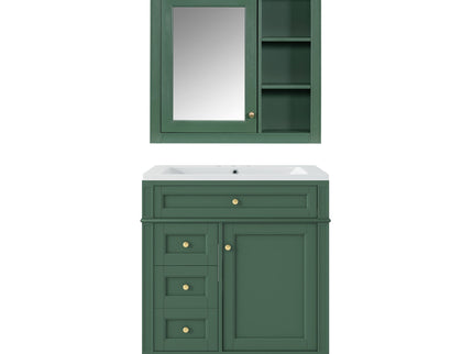 Bathroom Vanity With Medicine Cabinet, Royal Mirror Cabinet, Modern Bathroom Storage Cabinet With 2 Soft Closing Doors And 4 Drawers