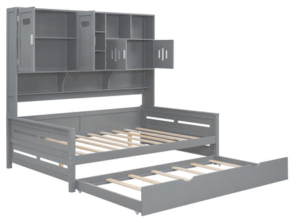 Daybed With All-In-One Cabinet And Shelf