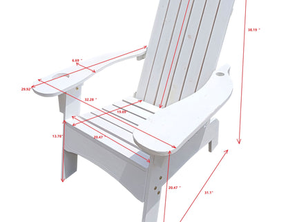 Outdoor Or Indoor Wood Adirondack Chair With An Hole To Hold Umbrella, On The Arm