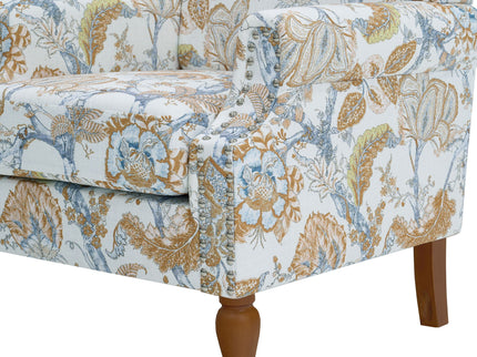 Accent Chair With Floral Upholstery And Nailhead Trim