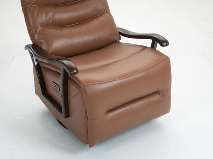 Swivel Rocker Recliner Power Glider Chair With Solid Wood Armrests, Extra Wide Reclining Sofa Chair Upholstered Living Room Single Sofa