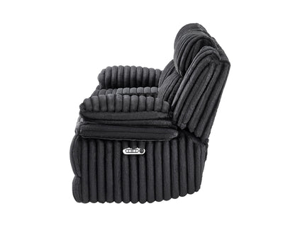Winston - Power Console Recliner Loveseat With LED And Hidden Drawer - Black