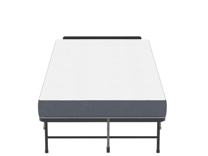 Twin Folding Bed With Adjustable Headboard, Memory Foam For Tall People, Heavy-Duty Portable On Wheels, Easy Assembly - Black