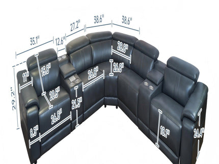 L - Shaped Recliner Sectional Sofa With Bluetooth Speakers, Wireless Charging, LED Lights