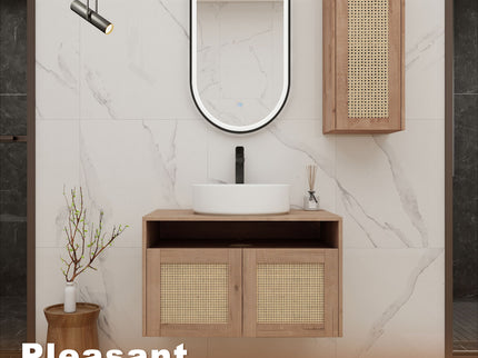 Bathroom Vanity With Art Sink And Side Cabinet, Float Mounting Design