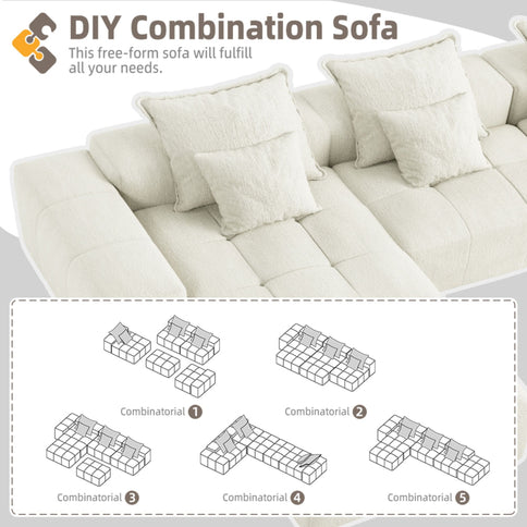 Modern Oversized Diy Combination Modular Sectional Sofa With Pillows