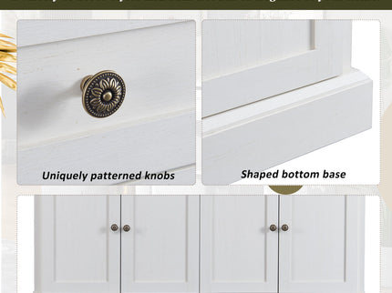 Kitchen Sideboard Storage Buffet Cabinet With 2 Drawers & 4 Doors Adjustable Shelves For Dining Room, Living Room