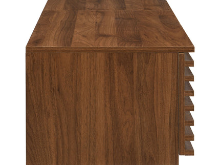 TV Stand With LED Lighting, Soft Closing Hinges, Cable Management - Walnut