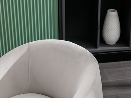 Swivel Accent Armchair Barrel Chair With Powder Coating Metal Ring