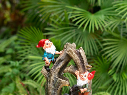 Decorative Woodland Gnome Water Fountain With LED Light - Brown