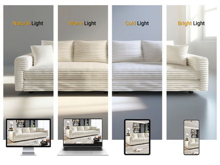 Deep Seat Convertible Sofa With Soft Pillows And Ottomans