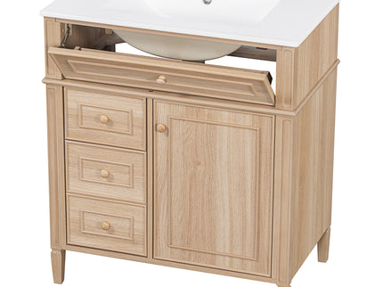 Bathroom Vanity With Sink, Flip Out Drawer, 2 Soft Close Drawers, 1 Soft Close Door - Wood