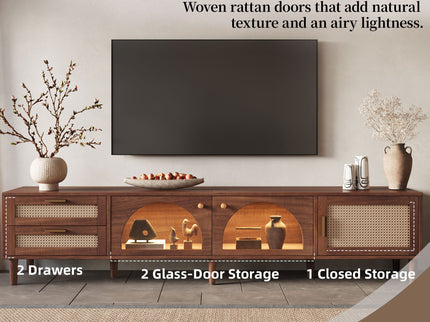 TV Stand With App-Controlled LED Lights, 2 Drawers & Door Storage