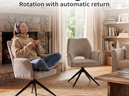 Dining Chair With Soft Cushion And 360° Rotation, Comfortable Armrest For Kitchen (Set of 2) - Gray