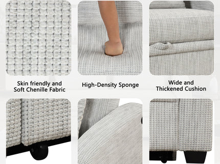 Pull Out Loveseat Sofa With Adjsutable Backrest, 2 Pillows, Cup Holders, USB Ports For Living Room