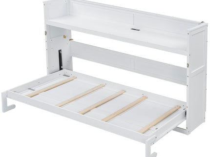 Murphy Bed With Desk, LED Light And USB Charging Station