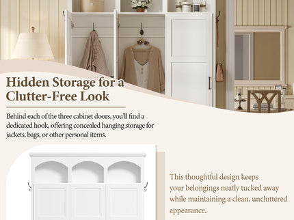 Classic Arched Design Hall Tree With 3 Hidden Storage