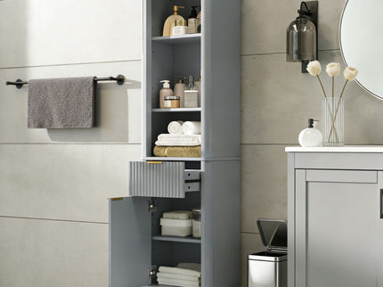Tall Bathroom Storage Cabinet With Adjustable Shelves And 1 Drawer & Door