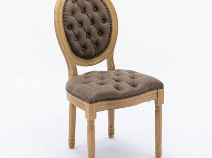 French Style Solid Wood Frame Antique Painting, Hand-Pulled Buckle Decoration Artificial Dining Chair With Nailhead Trim, Wood Legs