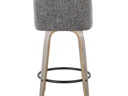 Toriano - Contemporary Fixed Height Counter Stool With Swivel & Round Footrest (Set of 2)