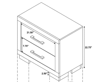 Copper - 2 Drawer Rectangular Nightstand